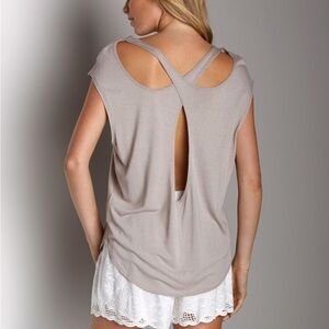 Free People cut out oversized top in cement